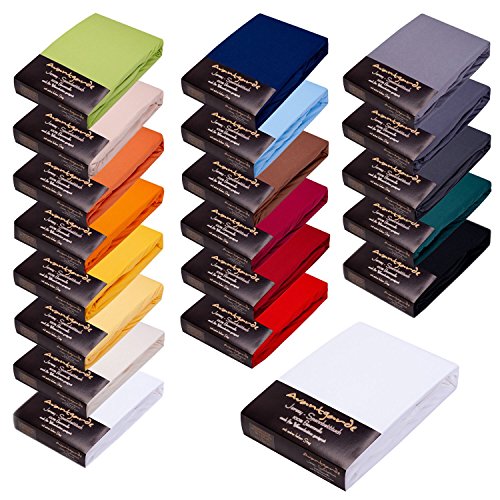 AVANTGARDE Premium Spannbettlaken 180x200cm - 200x220cm - 40 cm Steg - auch für Boxspringbett & Wasserbett - Spannbetttuch ca.170g/m² - Bettlaken 100% Jersey Baumwolle, Oeko-TEX (01 Weiß)