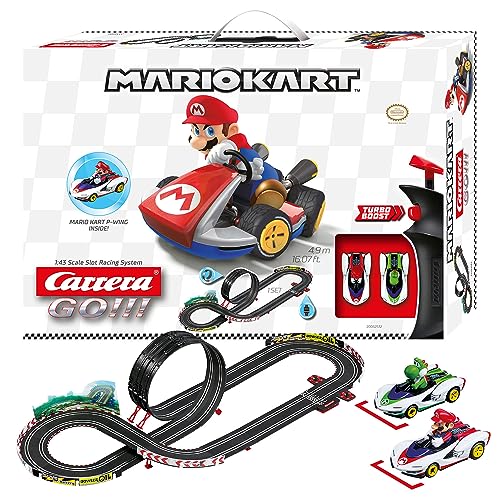 Carrera GO!!! Mario Kart™ - P-Wing Rennbahn-Set I Rennbahnen und lizensierte Slotcars | bis zu 2 Spieler | Für Jungs und Mädchen ab 6 Jahren & Erwachsene