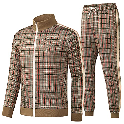 W JIANWANG Trainingsanzug Herren Fußball Traningsanzuganzug Sportanzug Freizeitanzug Sport Jogging Anzug Für Männer Trainingsanzüge Fussball Laufanzug Jogginganzug Set Braun 2301 XL