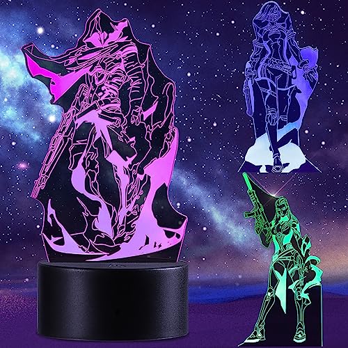 QQAAMZ Valorant Reyna Lampe 3d Illusion Lampe Genshin Impact Nachtlicht Kinder Touch Mit Fernbedienung Nachttischlampe Anime Merch Led Lampe Gadget Weihnachten Geburtstag Geschenk 3 In 1