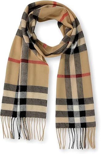 KARMA.DIEM Karierter Schal - Angenehm Weich - Schal kariert für Damen und Herren - London Style - Perfekt für Herbst und Winter 35x180cm Beige
