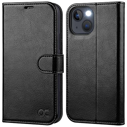 OCASE Kompatibel für iPhone 13 Hülle Handyhülle [Premium PU Leder] [Kartenfach] [Magnetverschluss] RFID Schutzhülle Klapphülle Handytasche Lederhülle Flip Case Cover Tasche Etui Schwarz