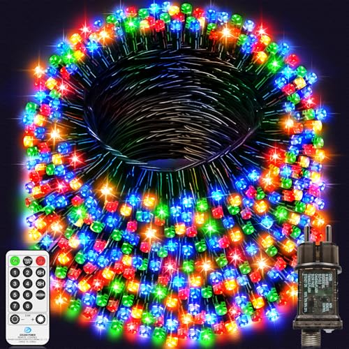 1200 LED Lichterkette Außen, 36M Lichterkette Weihnachtsbaum Bunt 8 Modi Lichterkette Outdoor mit Timer Schwarzes Kabel Wasserdicht Weihnachtsbeleuchtung für Innen Aussen Garten Weihnachtsdeko