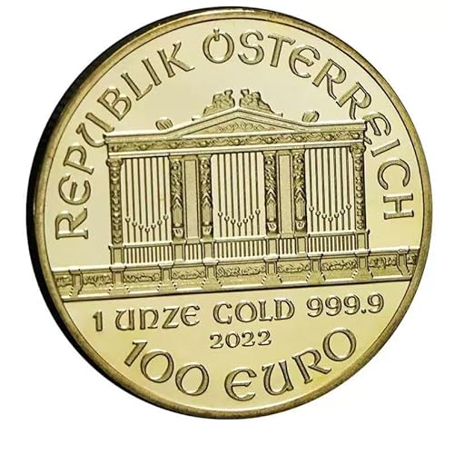 QYZXTH 2022 Österreich 1 Oz Goldmünze Philharmonische Dekorationen Vergoldete Gedenkmünzen - Standard