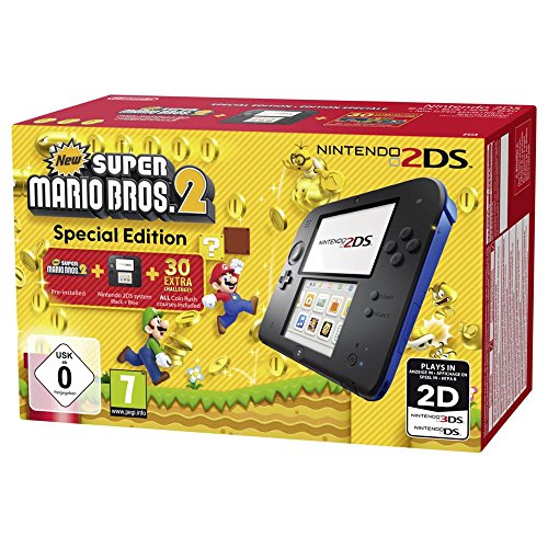 Nintendo 2DS - Konsole (schwarz) inkl. New Super Mario Bros. 2 (vorinstalliert)