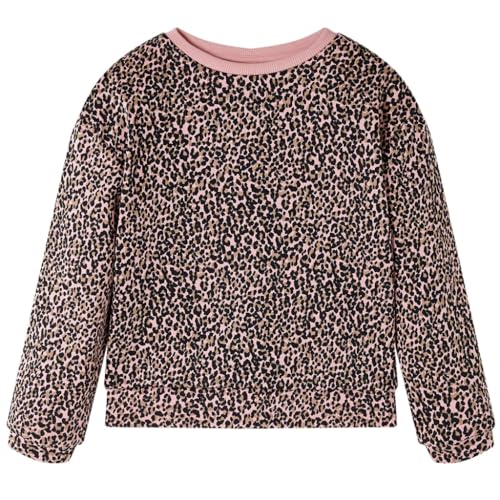 vidaXL Kinder Sweatshirt Leopardenmuster Langarmshirt Pullover Pulli Mittelrosa 116