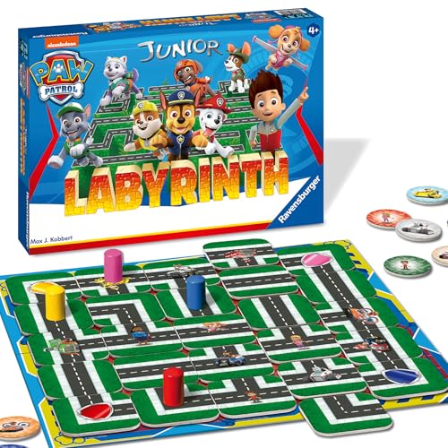 Paw Patrol Junior Labyrinth 20799 - das bekannte Brettspiel von Ravensburger als Junior Version, Kinderspiel für Kinder ab 4 Jahren