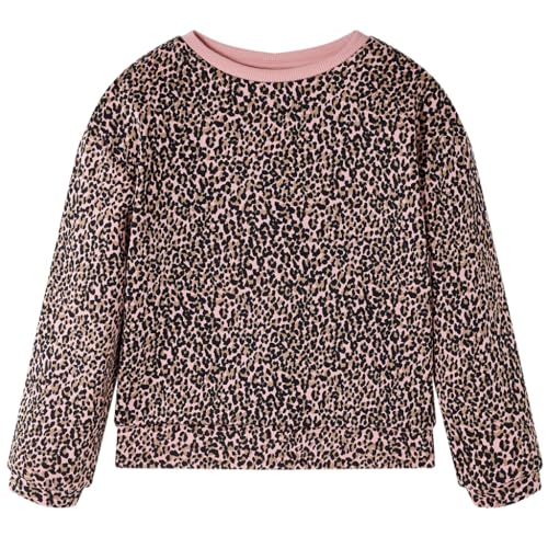 vidaXL Kinder Sweatshirt Leopardenmuster Langarmshirt Pullover Pulli Mittelrosa 116