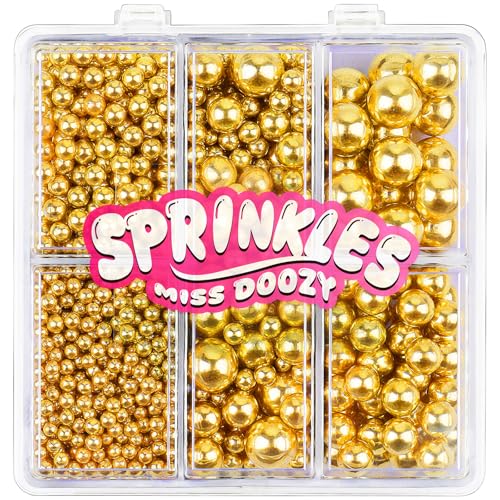 Essbare Goldene Perlen Zucker Streusel 130g - 2mm, 4mm, 7mm, 10mm