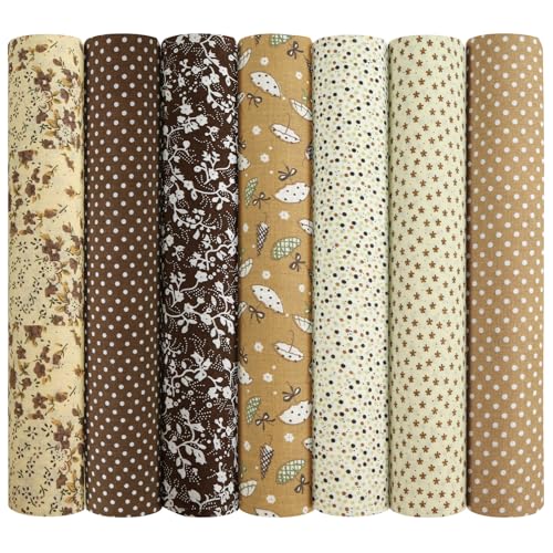 AOOSA 7 Stück Baumwollstoff 50 x 50 cm, 100% Baumwolle Quadrate Patchwork