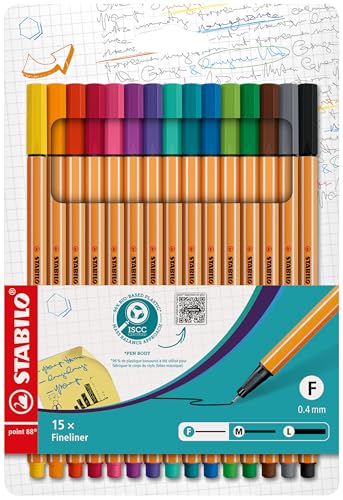 STABILO - Fineliner - point 88-15er Pack - Standardfarben