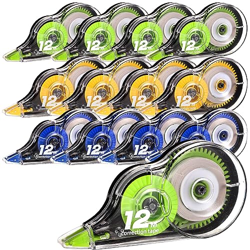 Lanjue 12 Stück Korrekturroller Maus, 5 mm x 12 m Korrekturmaus, Korrekturband Set Mini mit Schutzkappe Schreibwaren für Schüler Lehrer Büro Zuhause