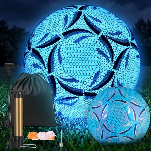 TranRantic Leuchtender Fußball, Fußball Leuchten im Dunkeln Größe 5(Blau)
