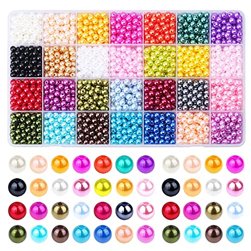 1960PCS Perlen, 6mm 28 Farben Multicolor lose Perlen für Handwerk mit Löchern für die Schmuckherstellung, kleine Füllstoff Perlen für die Herstellung von Armband Halskette Ohrringe