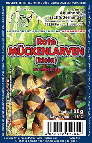 Rote Mückenlarven Frostfutter 100g Blister – Premium Fischfutter für Aquarium Zierfische, Proteinreiches Naturfutter für Guppys, Buntbarsche, Welse (10x100Gr)