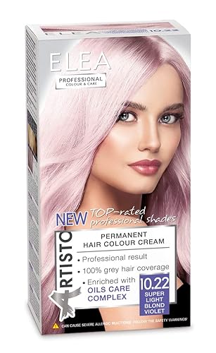 Permanente Haarfarbe Elea Professional Color & Care 120ml,professionelles Ergebnis,Grauhaarabdeckung,Angereichert mit Pflegekomplexen aus Ölen-Long lasting hair color (10.22 Super hellblond violett)