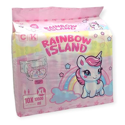 Rainbow Island Windeln mit Folie für Erwachsene 13500 ml XL Hüftumfang 127-147 cm