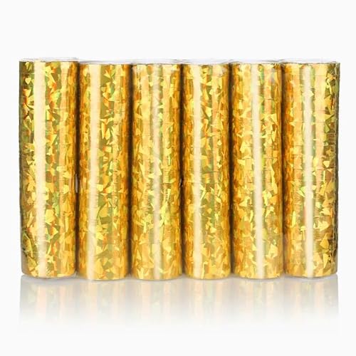 KarneLux Luftschlangen 'Gold Glitzer Metallic' - Partydekoration für Geburtstage, Hochzeiten und Silvester - 6er Pack