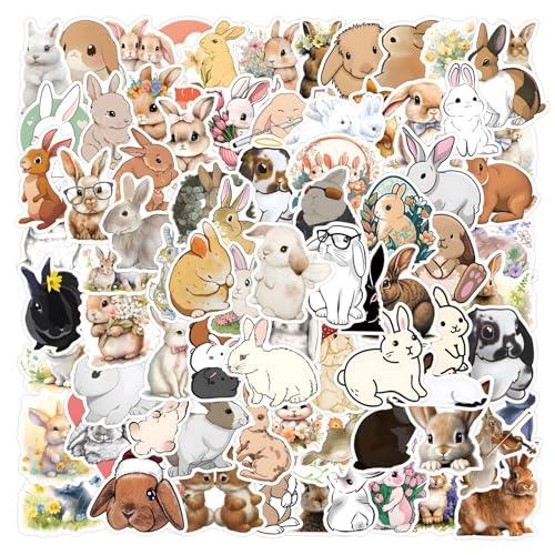 100 Stück Kaninchen Aufkleber Pack Hase Sticker Set wasserdichte Vinyl Sticker für Laptop Kinder Autos Motorrad Fahrrad Skateboard Gepäck Koffer Computer Aufkleber Graffiti Decal