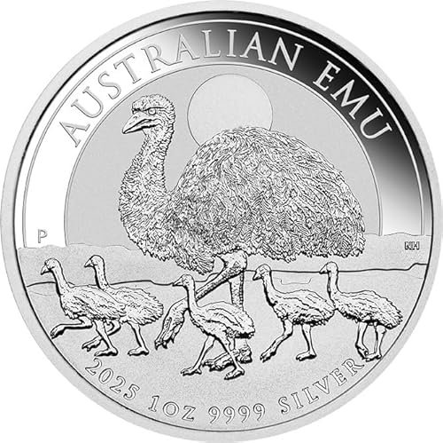 Generisch Australien Emu 1 Unze Silbermünze 2025, 999,9/1000 Feinsilber, 31,1 Gramm, in Münzkapsel