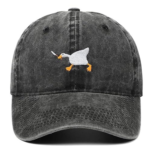 Generisch PHITALO Vintage Baseball Cap, Gans mit Messer -Stickerei, Schwarz, Verstellbar 56-58 cm, 100% Baumwolle