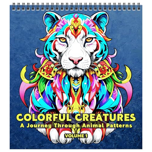 FUNLAVIE Mandala Malbuch Tiere für Erwachsene - 32 Entspannende Mandala Designs, Anti-Stress Ausmalbuch für Erwachsene mit Spiralbindung, Achtsamkeit & Stressabbau –Bunte Tiere,Format 25 * 23 cm