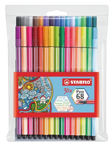 STABILO - Premium-Filzstift - Pen 68-30er Pack - inkl. 6 Neonfarben