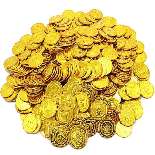 PIQIUQIU 100 Stück Piratenschatz Goldmünzen Spielzeug, Piraten Schatz Gold-Münzen Spielgeld Kindergeburtstag, Piratenparty Seeräuber Schatzsuche Kinder Mitgebsel