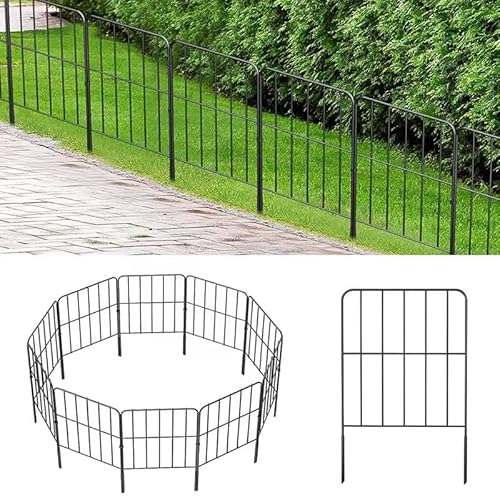 Gartenzaun 10 Stück Komplettset Dekorative Metallzaun Steckzaun, Oberbogen Gartenzaun Metall Zaunelemente, Zaun für Hunde (Oberbogen-A)