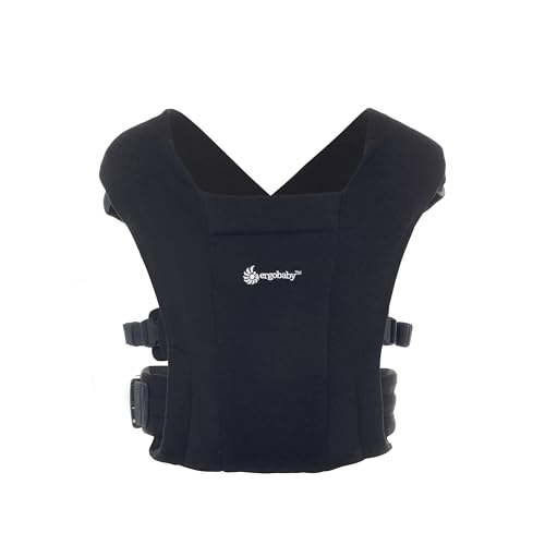 Ergobaby Embrace Babytrage für Neugeborene von 0–12 Monaten (3,2–11,3 kg), Ergonomische 2-Positionen Babytrage mit Kopf- und Nackenstütze und hüftgesunder M-Stellung, Pure Black