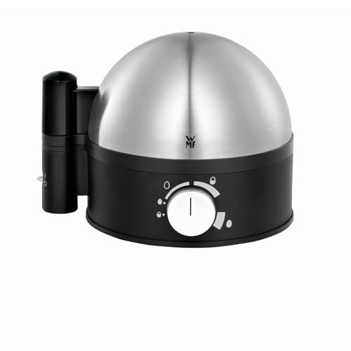 WMF Stelio Eierkocher aus Edelstahl, 1–7 Eier, neu entwickelte Technologie für gut gekochte Eier weich–mittel–hart, einfache Härtegradeinstellung, 380 W Leistung, inkl. Messbecher mit Eipick