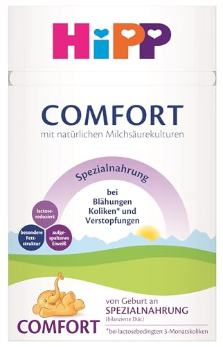 HiPP Comfort Spezialnahrung (4 x 600g), von Geburt an, lactose-reduziert, zum Diätmanagement bei Koliken, Blähungen & Verstopfungen
