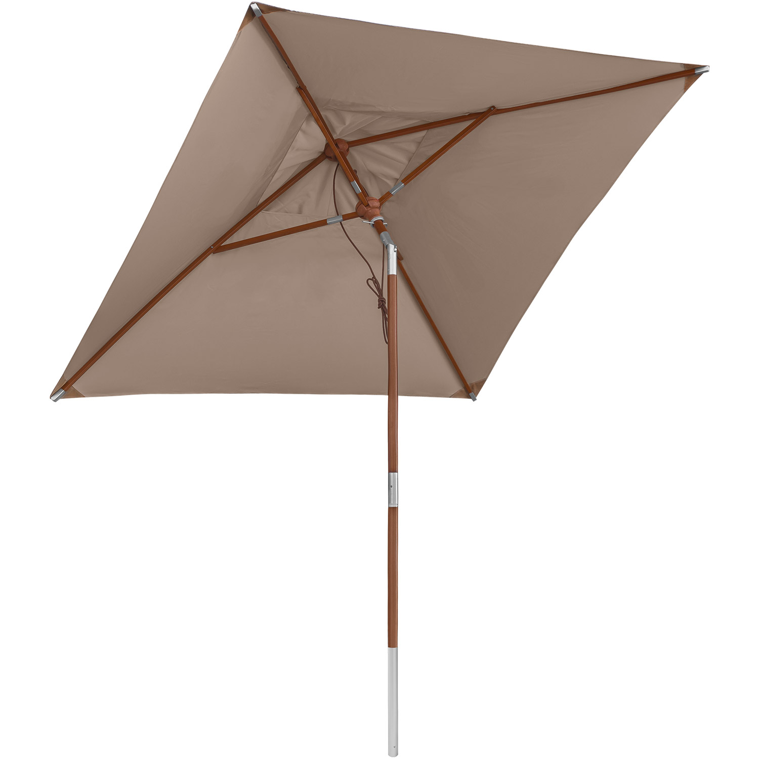 anndora Sonnenschirm 2x2m quadratisch Knickbar Dark Natural Winddach UV-Schutz