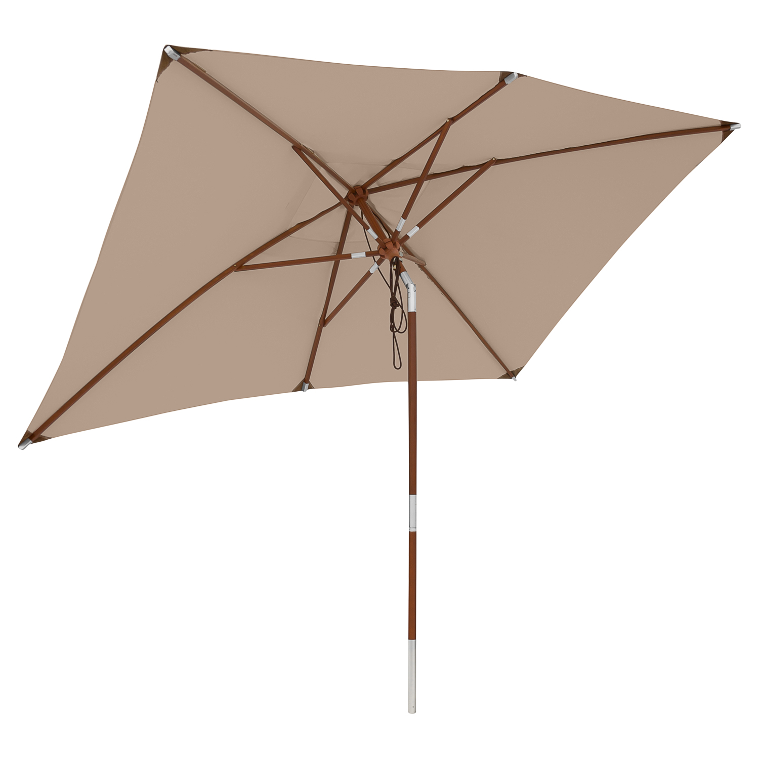 anndora Sonnenschirm beige Knickbar 2x3m Dark NaturalUV-Schutz Balkon Sonnenschirm