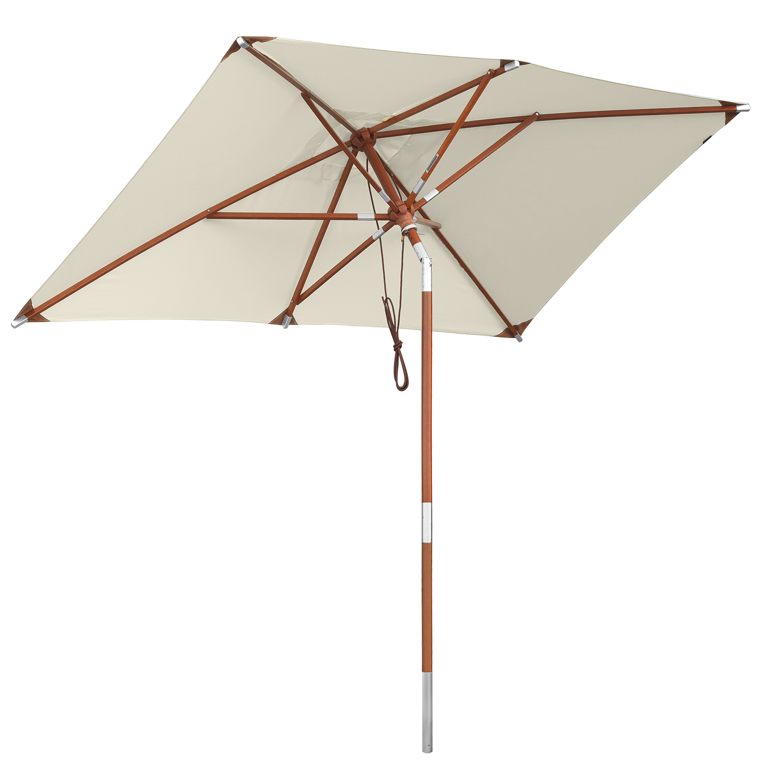 anndora Sonnenschirm 2,5x1,5m eckig Knickbar Natural