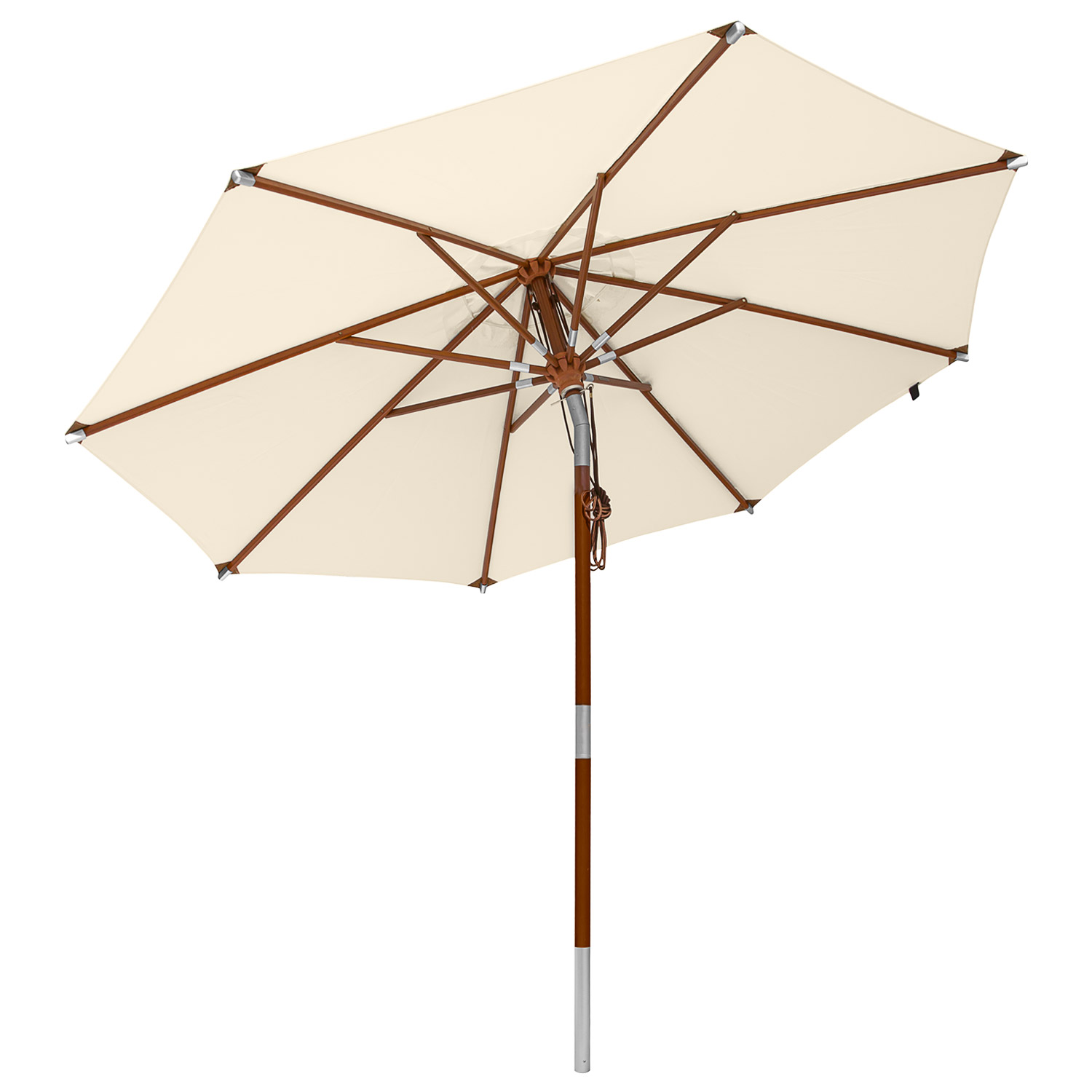 anndora Sonnenschirm Knickbar 3m rund mit Dreh-Kipp-Mechanismus Natural Winddach UV-Schutz