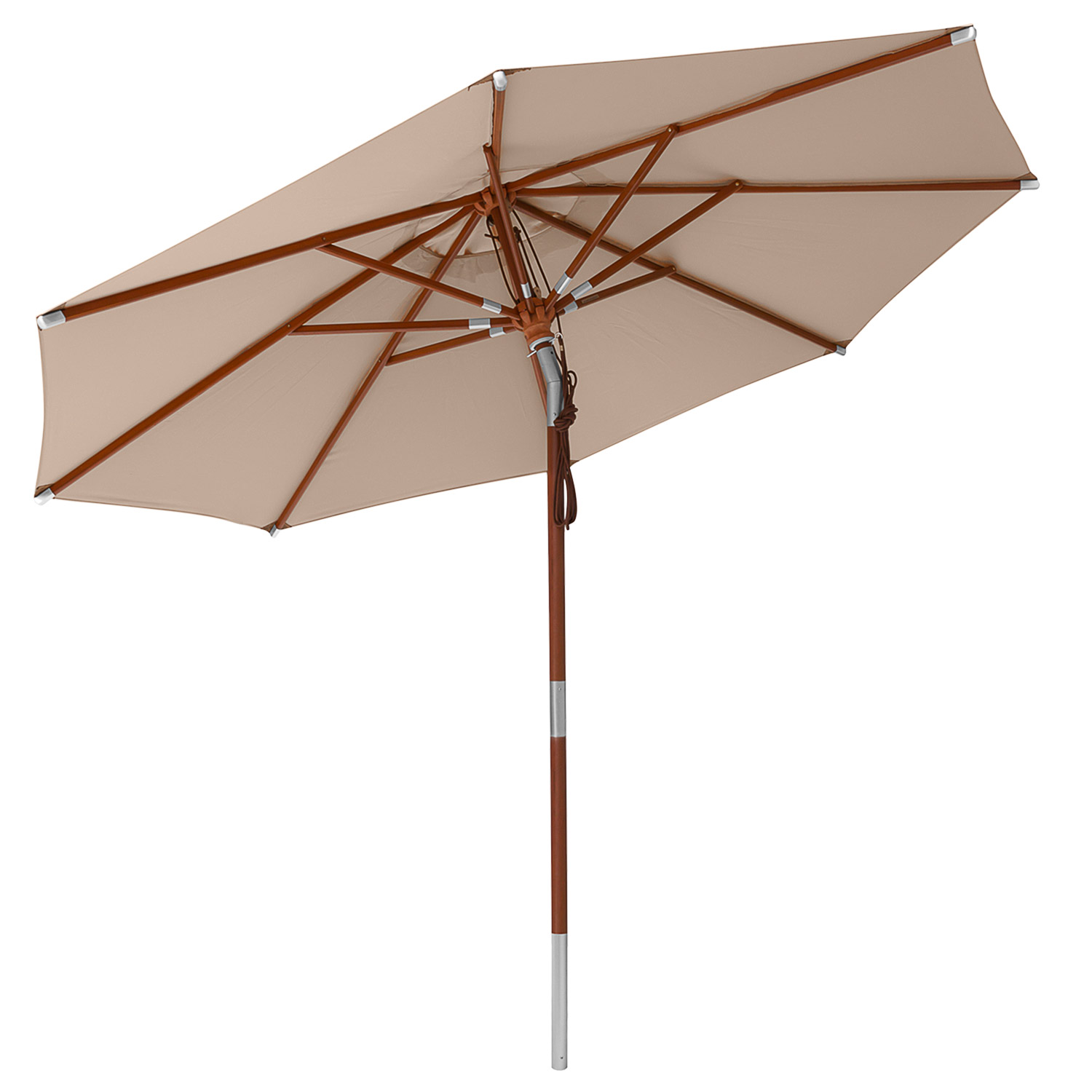 anndora Sonnenschirm Knickbar 3m rund mit Dreh-Kipp-Mechanismus Dark Natural Winddach UV-Schutz