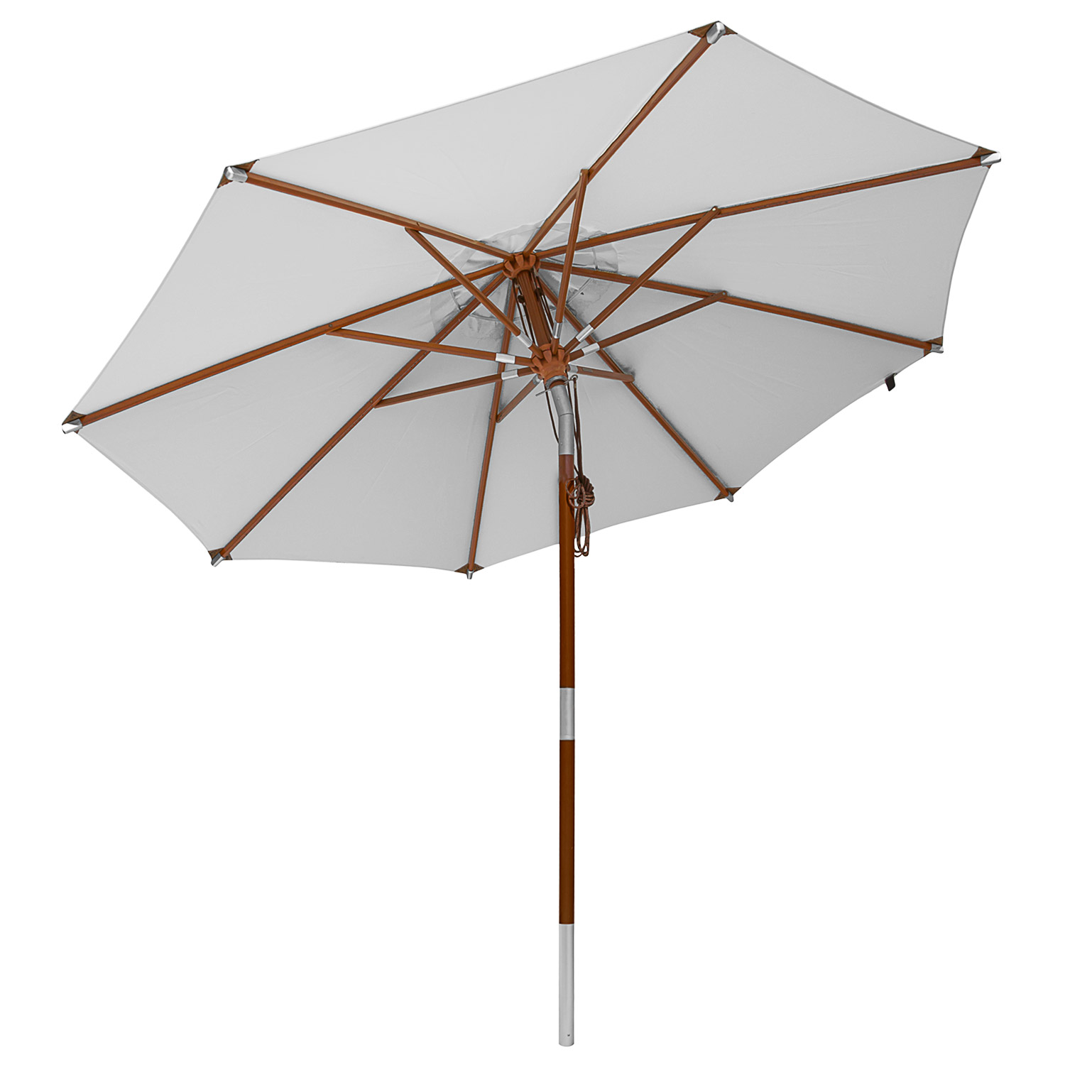 anndora Sonnenschirm Knickbar 3m rund mit Dreh-Kipp-Mechanismus Silbergrau Hellgrau Winddach UV-Schutz