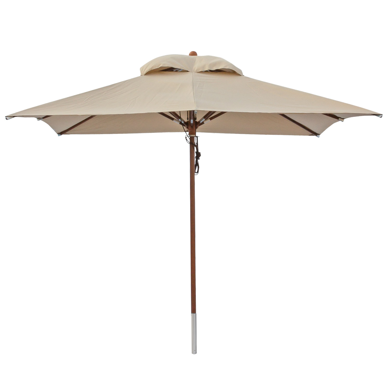 anndora Sonnenschirm Gartenschirm 3x3m eckig Dark Natural Winddach UV-Schutz