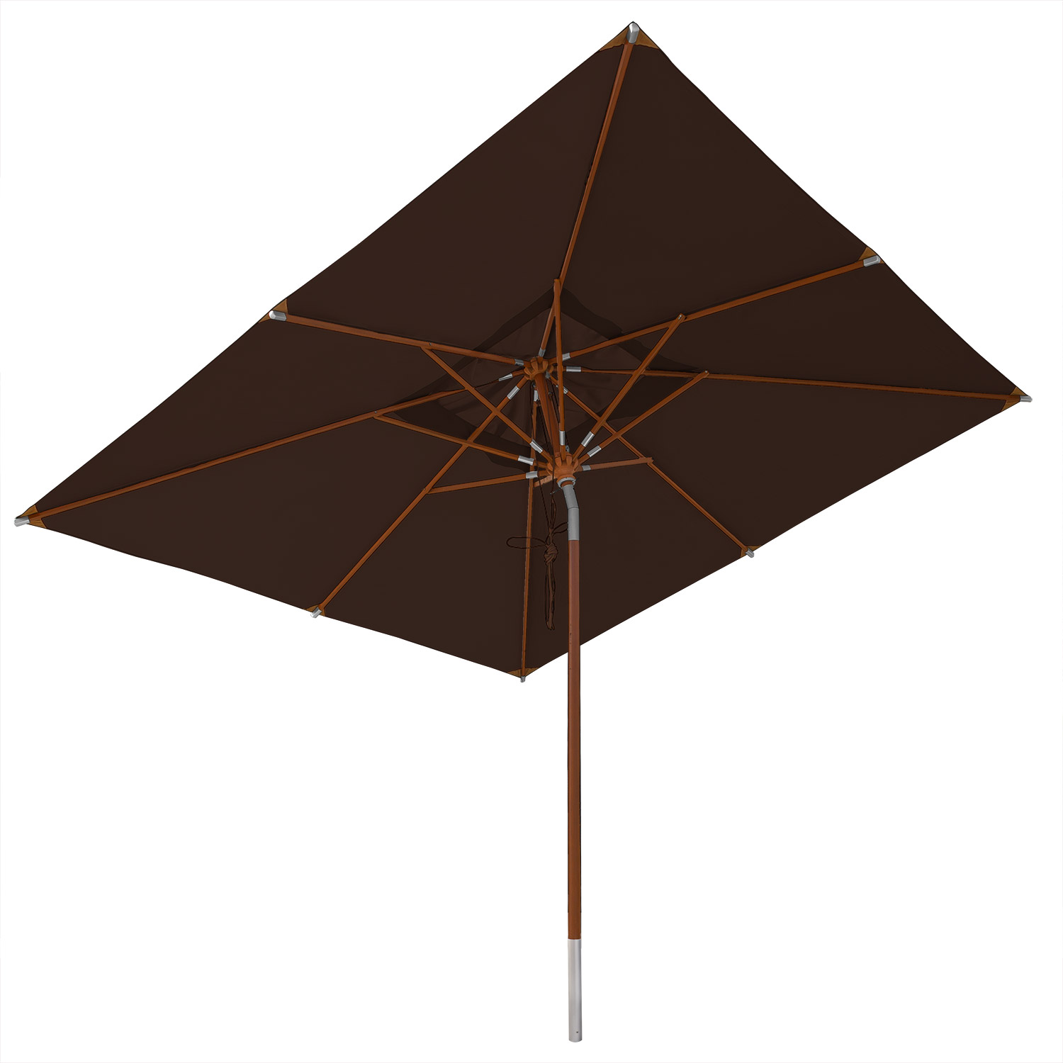 anndora Sonnenschirm Knickbar 3x3m eckig mit Dreh-Kipp-Mechanismus Braun