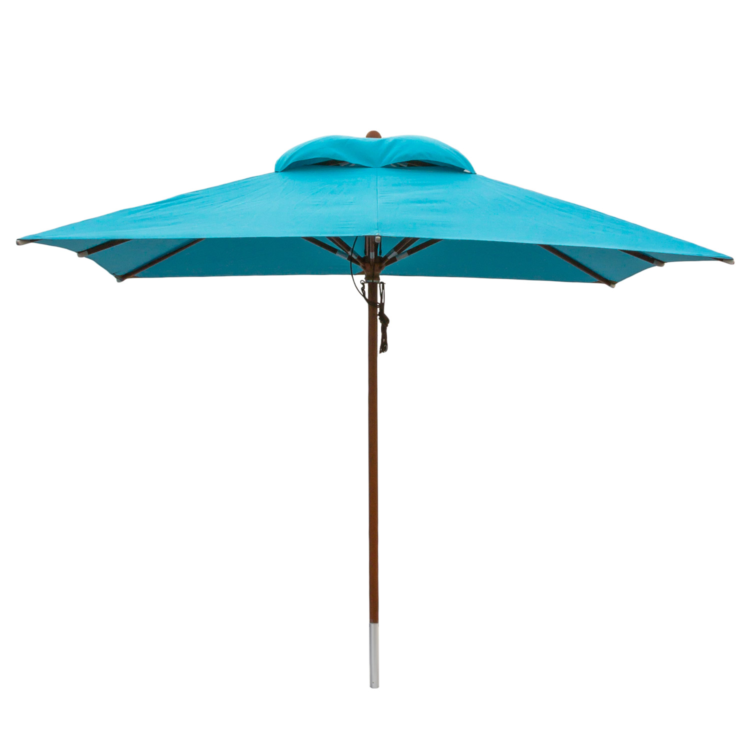 anndora Sonnenschirm mit Holz Gartenschirm 3x3m eckig Himmelblau Hellblau Winddach UV-Schutz