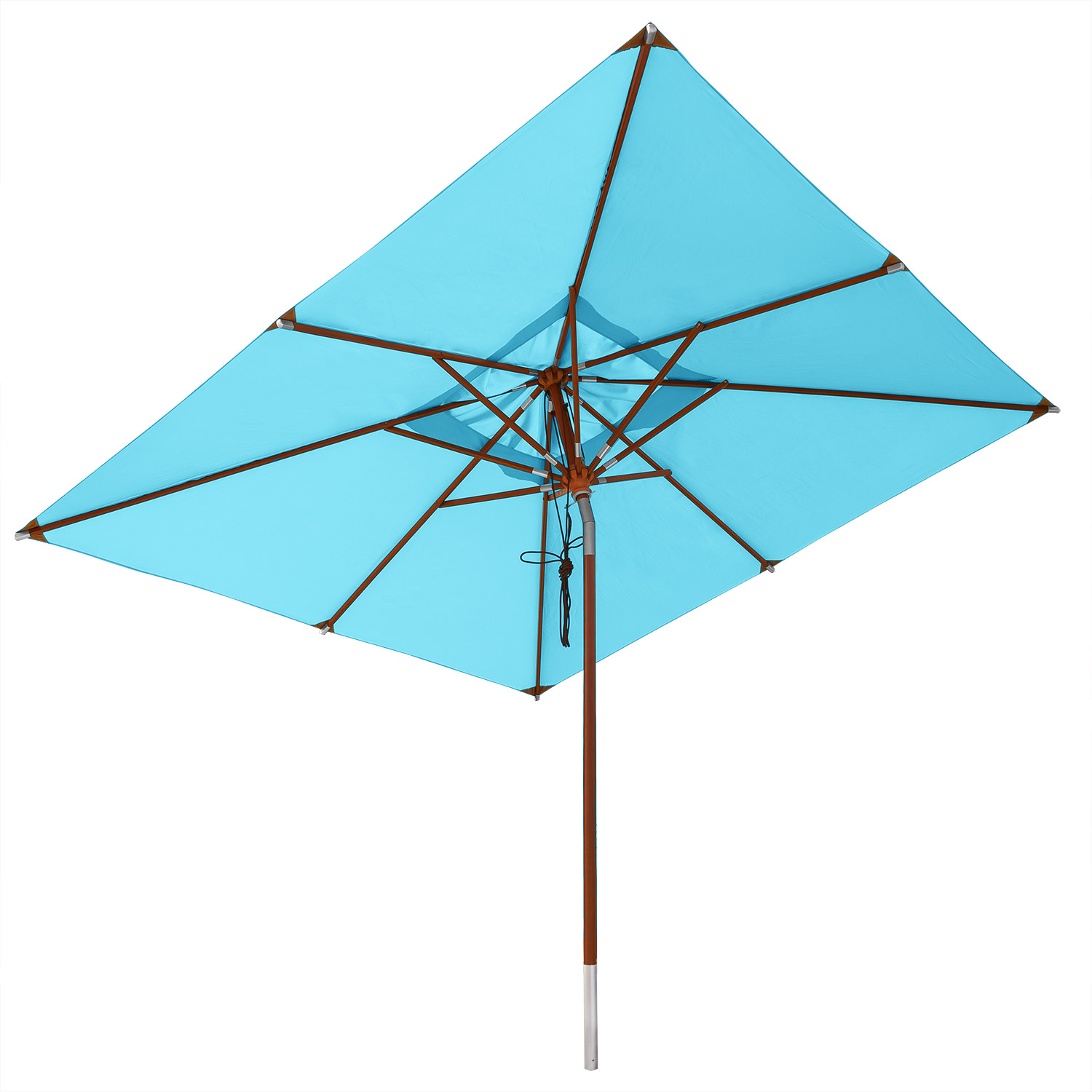 anndora Sonnenschirm mit Holz Knickbar 3x3m mit Dreh-Kipp-Mechanismus Himmelblau Hellblau