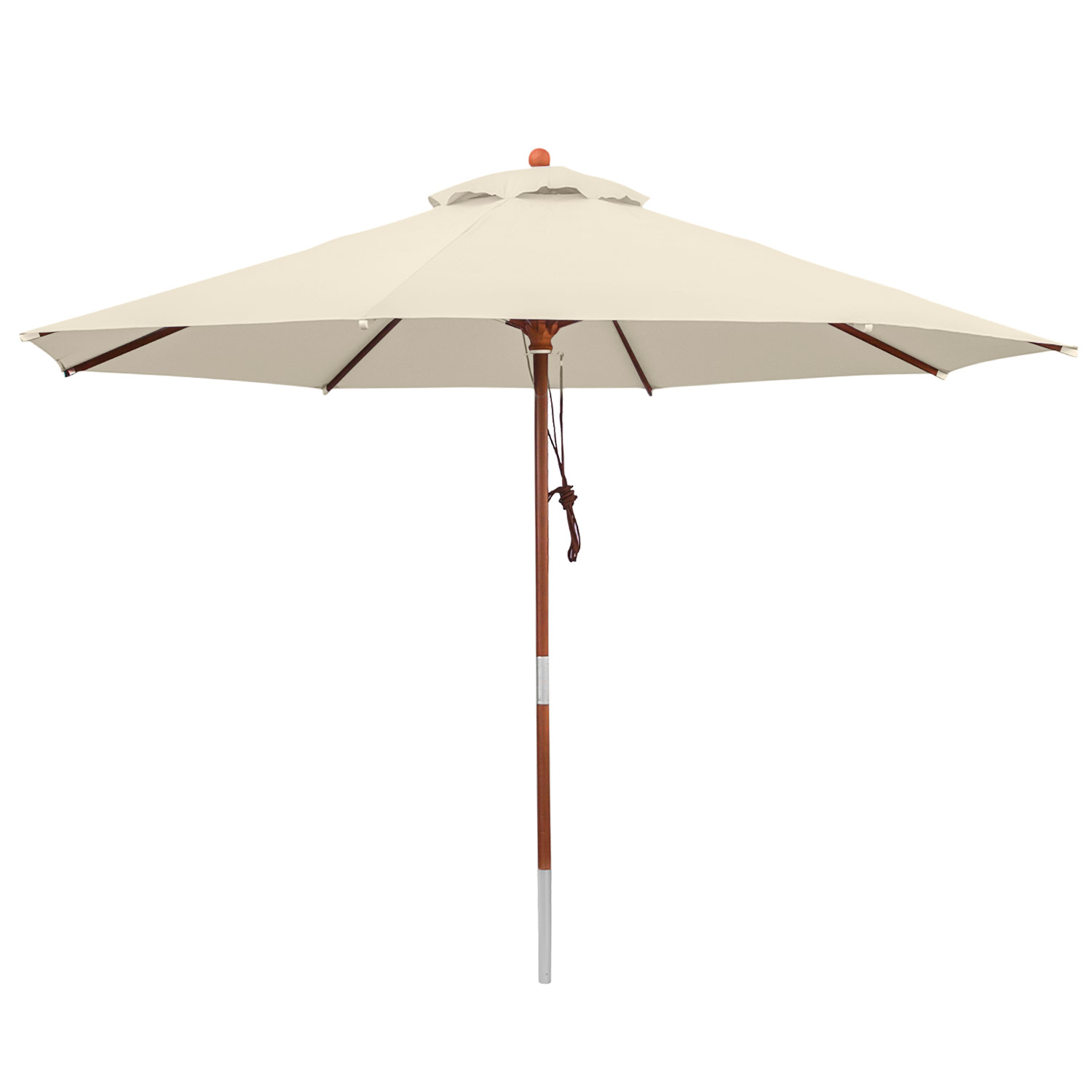 anndora Sonnenschirm 3m rund Natural aus Teakholz, mit Winddach, UV-Schutz, langlebig, stabil