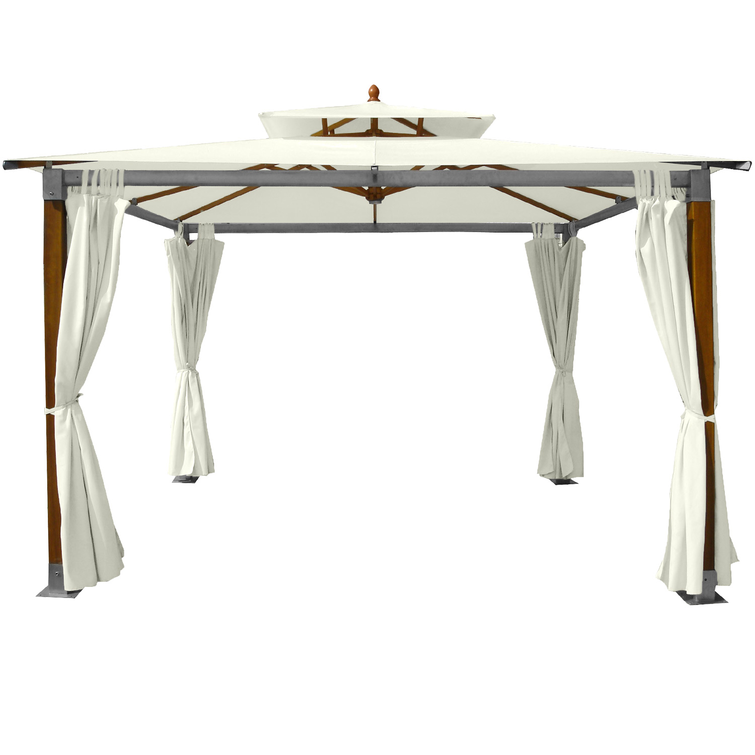 anndora Gartenpavillon Holz Pavillon 3,6x3,6m Natural Winddach UV-Schutz