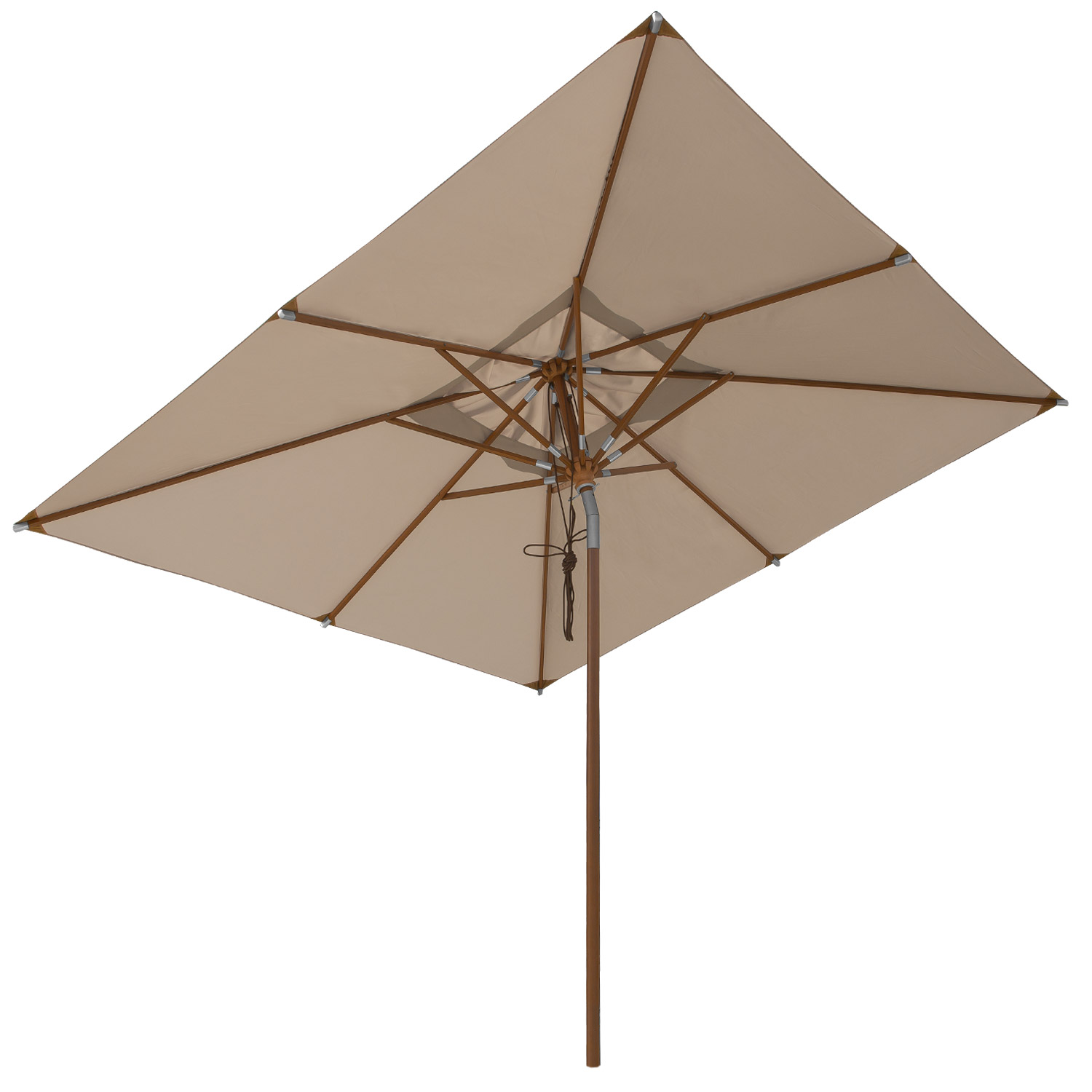 anndora Sonnenschirm Knickbar 3x3m eckig mit Dreh-Kipp-Mechanismus Dark Natural