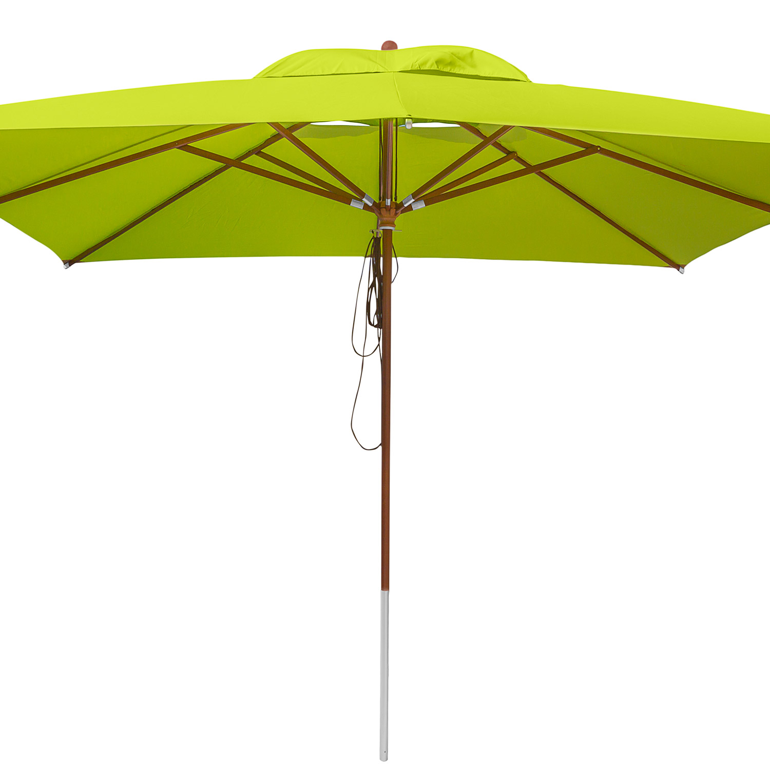 anndora Sonnenschirm mit Holz 4x4m eckig grün Limette - Winddach - UV-Schutz - Quadratischer Marktschirm mit Holz - Stoff waschbar