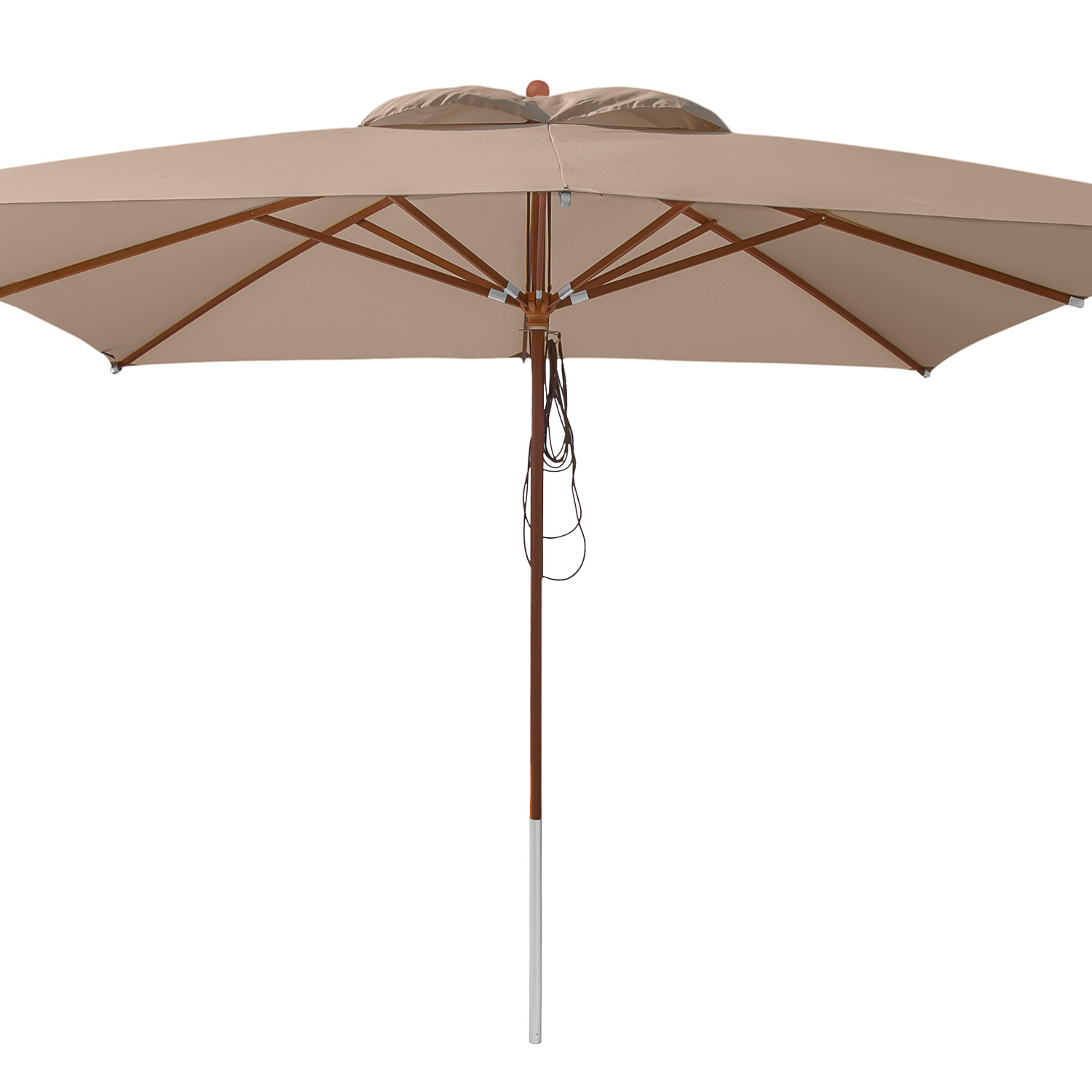 anndora Sonnenschirm 4x4m eckig Dark Natural Winddach UV-Schutz