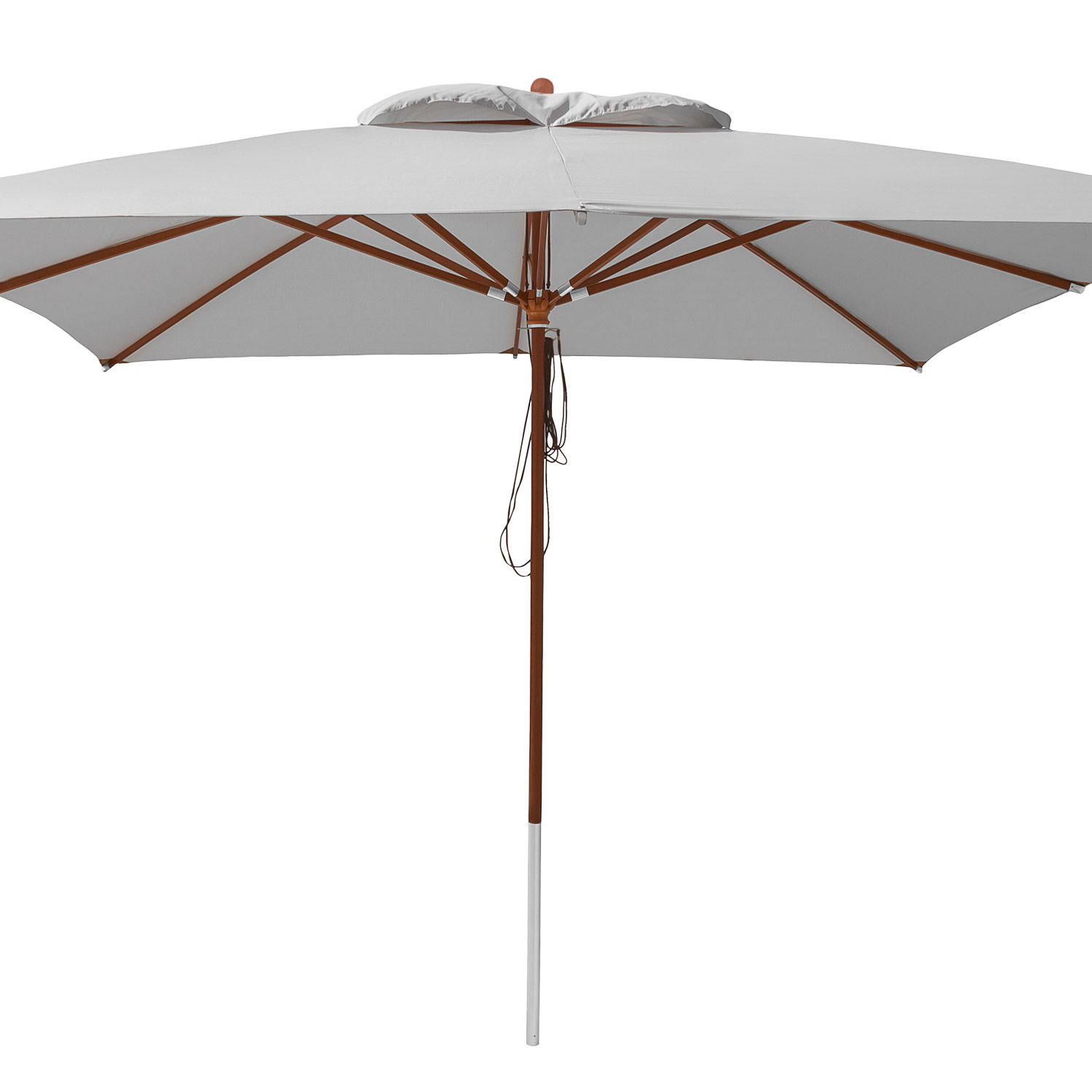 anndora Sonnenschirm mit Holz - 4x4m eckig Hellgrau Silbergrau Winddach UV-Schutz