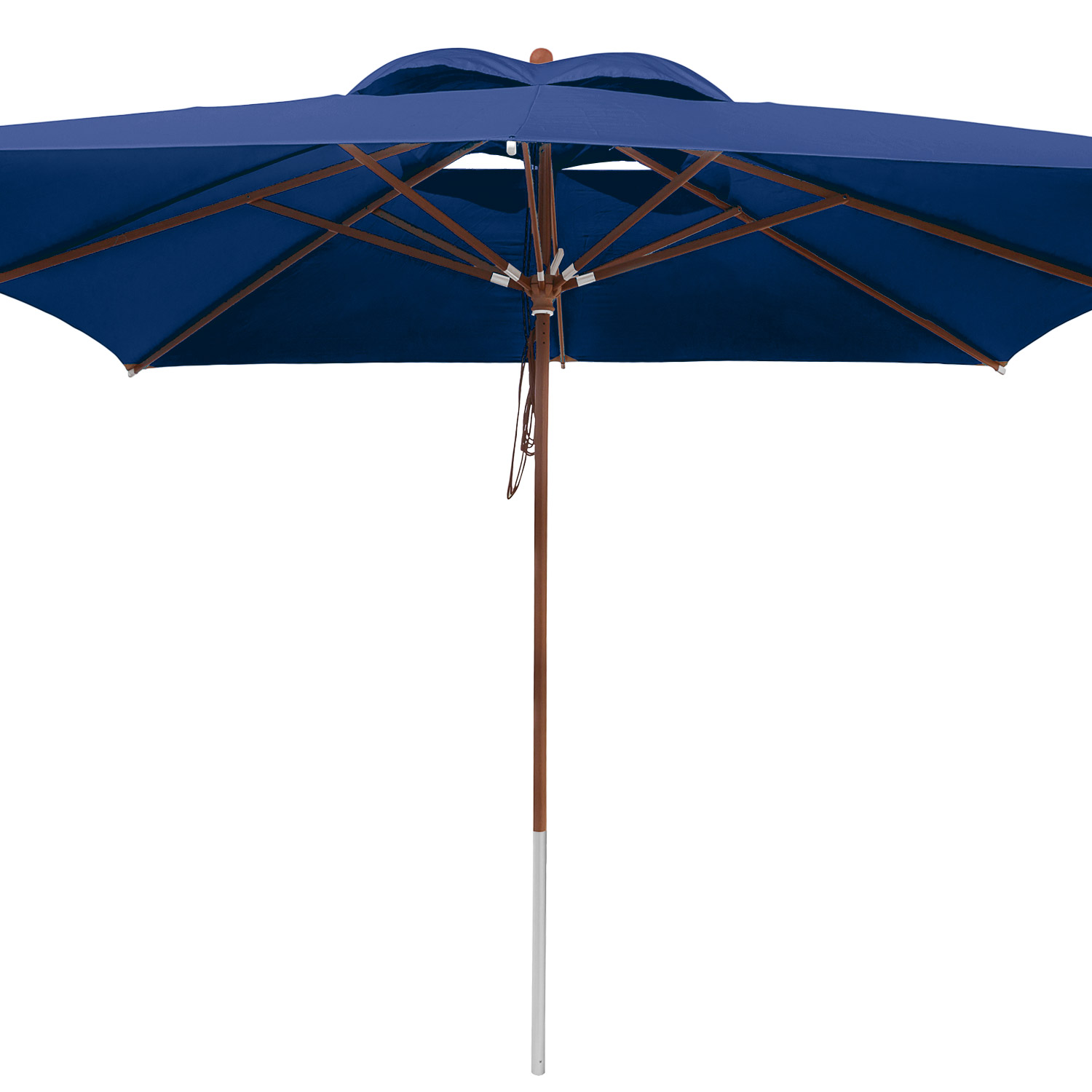 anndora Sonnenschirm mit Holz 4x4m eckig Navy Dunkelblau Winddach UV-Schutz - einteiliger Stamm