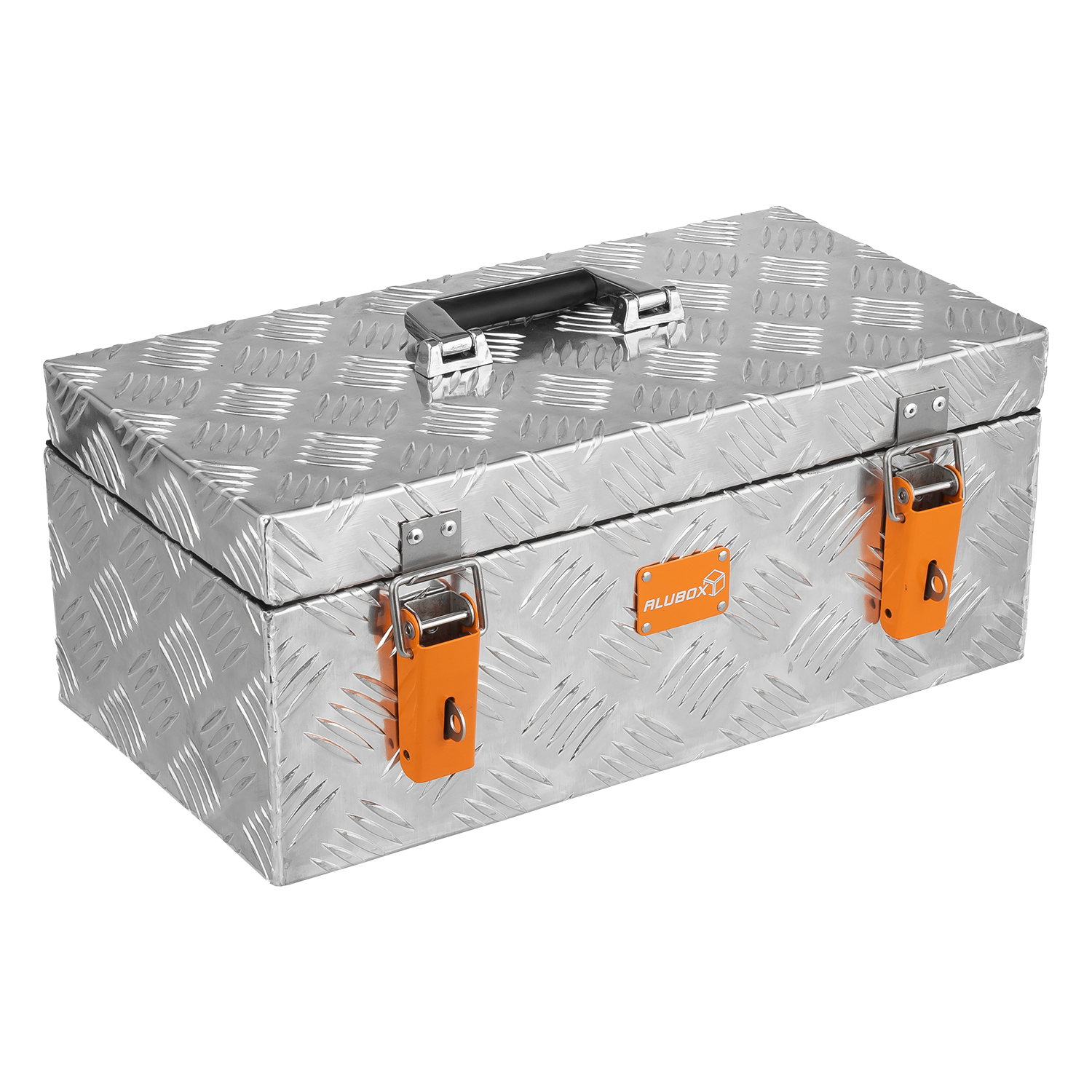 Alubox Werkzeugkiste -Riffelblech - Werkzeugkoffer - 27 Liter - Kleinteile Aufbewahrung - wasserfest - abschließbar ohne Schlösser